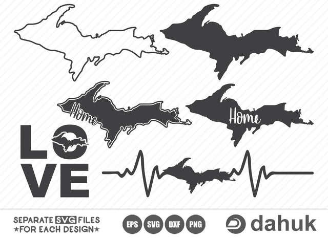 Michigan upper peninsula map SVG, Michigan Map SVG, Michigan upper svg, Michigan svg, Cut file, for silhouette, svg, eps, dxf, png, clipart cricut design space, vinyl cut files SVG dahukdesign 