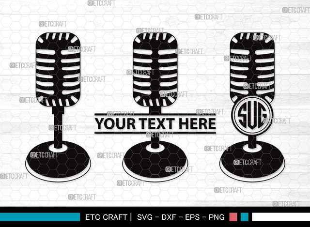 Microphone Monogram SVG | Mic Svg | Audio Sound Svg | Sound Recording Svg | Microphone Clipart SVG ETC Craft 