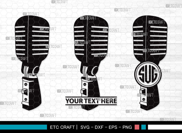 Microphone Monogram SVG | Mic Svg | Audio Sound Svg | Sound Recording Svg | Microphone Clipart SVG ETC Craft 