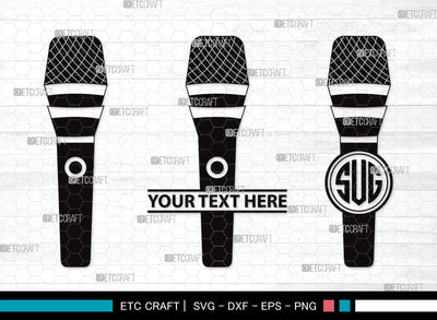 Microphone Monogram SVG | Mic Svg | Audio Sound Svg | Sound Recording Svg | Microphone Monogram SVG ETC Craft 