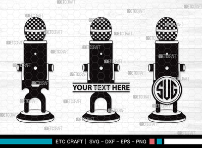Microphone Monogram SVG | Mic Svg | Audio Sound Svg | Sound Recording Svg | Microphone Monogram SVG ETC Craft 