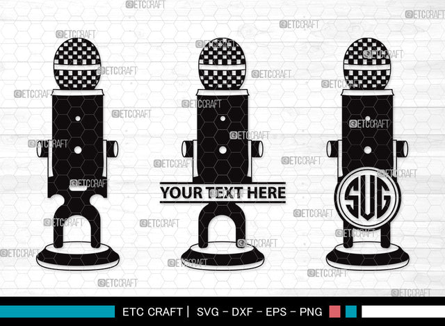 Microphone Monogram SVG | Mic Svg | Audio Sound Svg | Sound Recording Svg | Microphone Monogram SVG ETC Craft 