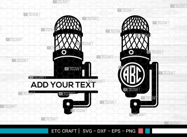 Microphone Monogram SVG, Microphone SVG, Circle Monogram Svg, Sound Recording Svg, Microphone Icon Svg, Vintage Microphone Svg, Microphone SVG ETC Craft 