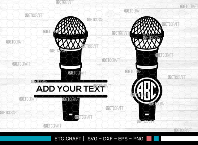 Microphone Monogram SVG, Microphone SVG, Circle Monogram Svg, Sound Recording Svg, Microphone Icon Svg, Vintage Microphone Svg, Microphone SVG ETC Craft 