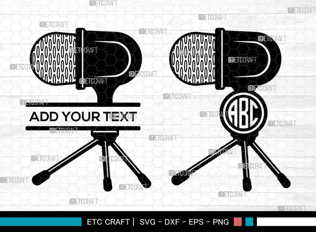 Microphone Monogram SVG, Microphone SVG, Circle Monogram Svg, Sound Recording Svg, Microphone Icon Svg, Vintage Microphone Svg, Microphone SVG ETC Craft 