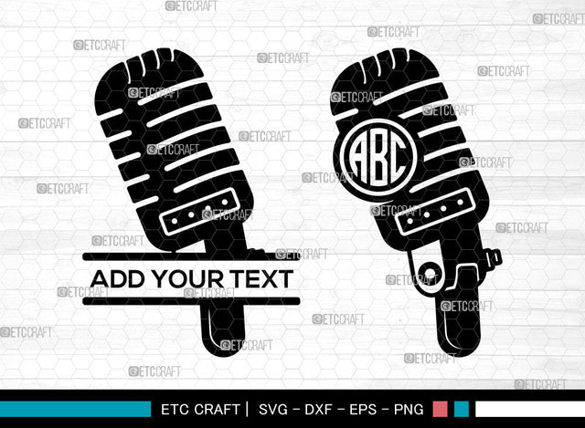 Microphone Monogram SVG, Microphone SVG, Circle Monogram Svg, Sound Recording Svg, Microphone Icon Svg, Vintage Microphone Svg, Microphone SVG ETC Craft 