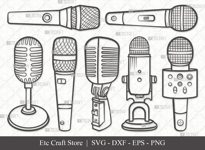 Microphone Outline SVG Cut File | Mic Svg | Audio Sound Svg | Sound Recording Svg | Bundle | Eps | Dxf | Png SVG ETC Craft 