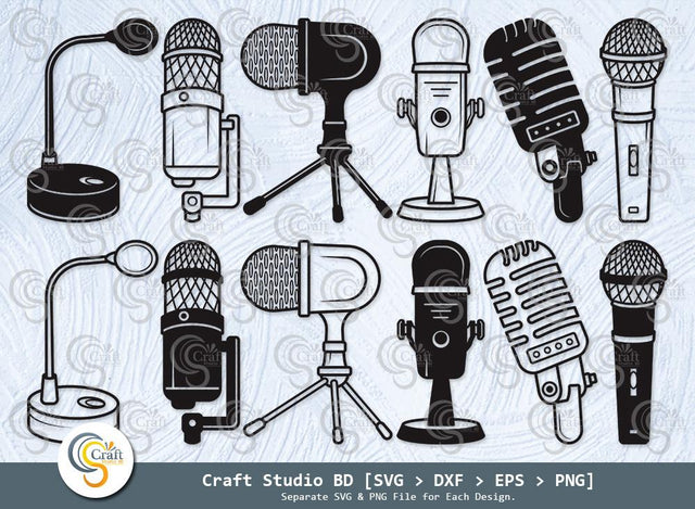 Microphone Silhouette, Microphone SVG, Audio Sound Svg, Sound Recording Svg, Microphone Icon Svg, Vintage Microphone Svg, Microphone Bundle SVG ETC Craft 