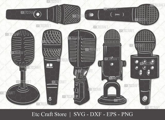 Microphone Silhouette SVG Cut File | Mic Svg | Audio Sound Svg | Sound Recording Svg | Bundle SVG ETC Craft 