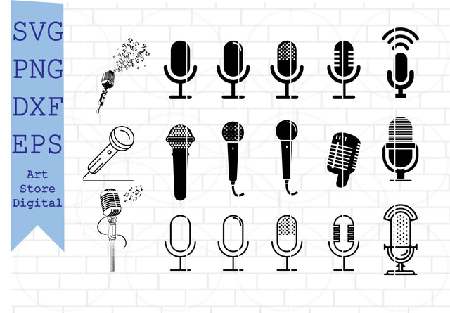 Microphone SVG Bundle, Microphone Clipart, Microphone DXF, Microphone Vector, Microphone png, Microphone cut files, Microphone designs SVG Artstoredigital 