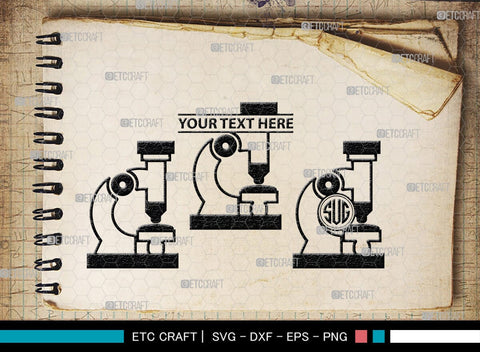 Microscope Monogram, Microscope Silhouette, Microscope SVG, Lab Tool Svg, Microscope Outline Svg, Lab Tech Svg, SB00152 SVG ETC Craft 
