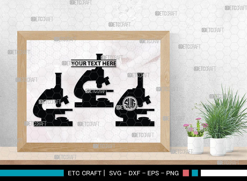 Microscope Monogram, Microscope Silhouette, Microscope SVG, Lab Tool ...