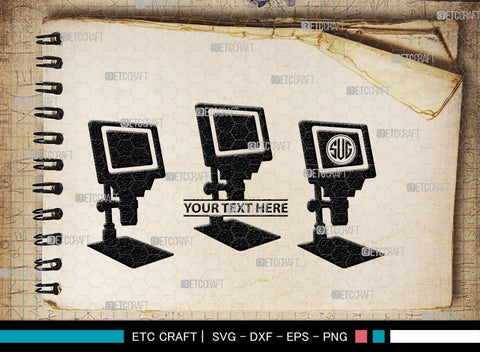 Microscope Monogram, Microscope Silhouette, Microscope SVG, Lab Tool Svg, Microscope Outline Svg, Lab Tech Svg, SB00152 SVG ETC Craft 