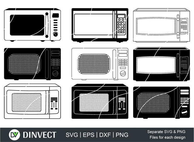 Microwave SVG, Microwave Clipart, Microwave Silhouette, Microwave Vector, Microwave bundle, Files for Cricut, Vector, SVG, EPS , Dxf, Png, Cut File, Silhouette Studio SVG Dinvect 