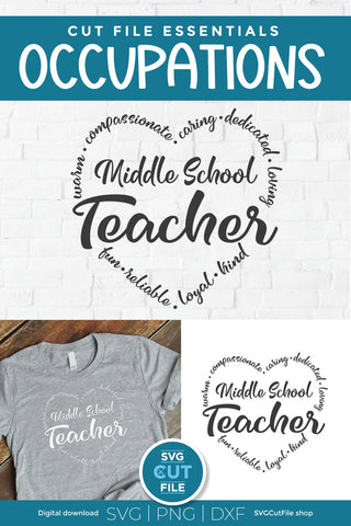 Middle school teacher svg, Teacher appreciation svg SVG SVG Cut File 