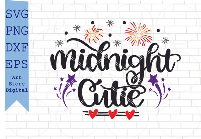 Midnight Cutie Svg, Happy New Year Svg, New Year Quotes Svg, Png, Dxf, Eps Cut Files SVG Artstoredigital 