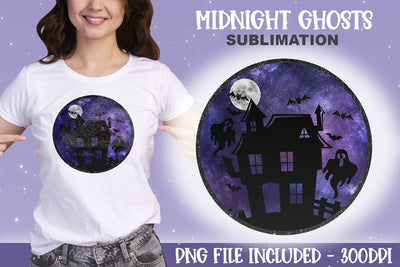 Midnight Ghosts Spooky Sublimation Design - Halloween Sublimation PNG Sublimation Digital Clipart Deals 