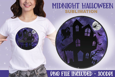 Midnight Halloween Sublimation Design - Halloween PNG Design for Sublimation Sublimation Digital Clipart Deals 