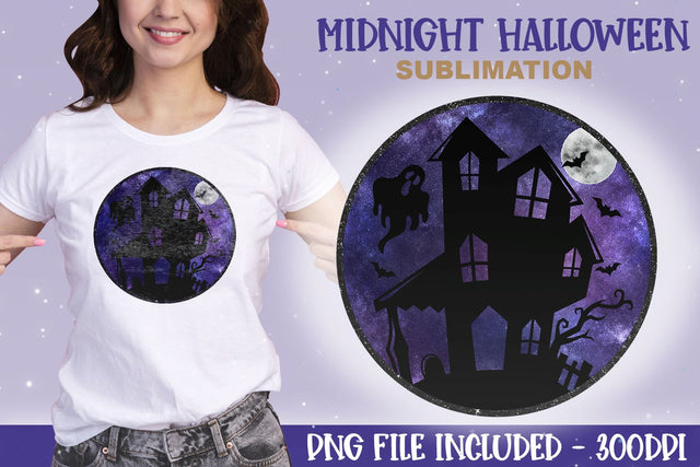 Midnight Halloween Sublimation Design - Halloween PNG Design for Sublimation Sublimation Digital Clipart Deals 