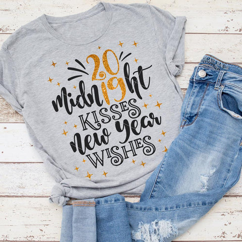 Midnight Kisses New Year Wishes 2019 - New Year's Eve SVG for shirt SVG Chameleon Cuttables 