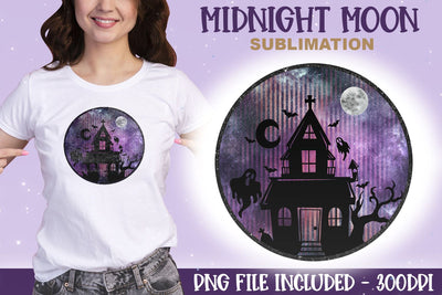 Midnight Moon PNG Design for Sublimation - Halloween Sublimation Sublimation Digital Clipart Deals 