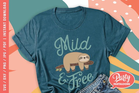 MILD AND FREE | funny sloth SVG SVG Partypantaloons 