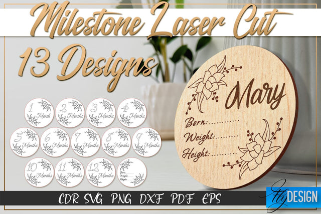 Milestone Laser Cut SVG | Milestone SVG Design | CNC Files SVG Fly Design 