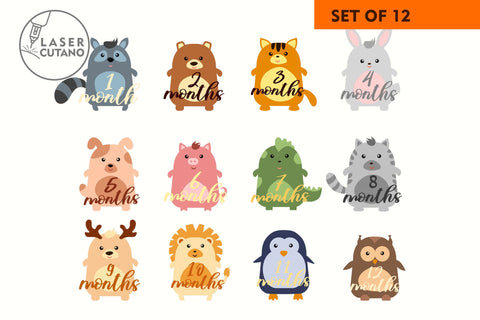 Milestone, Monthly Cards for Baby, Kids, Girl and Boy Laser Cut Gift SVG LaserCutano 
