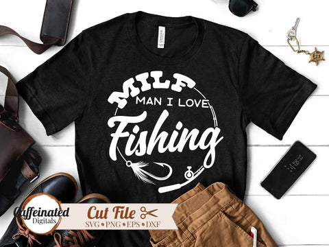 MILF Man I Love Fishing Retro Vintage Sunset Funny Fishing Gift" Lightweight Ho - Foto 13