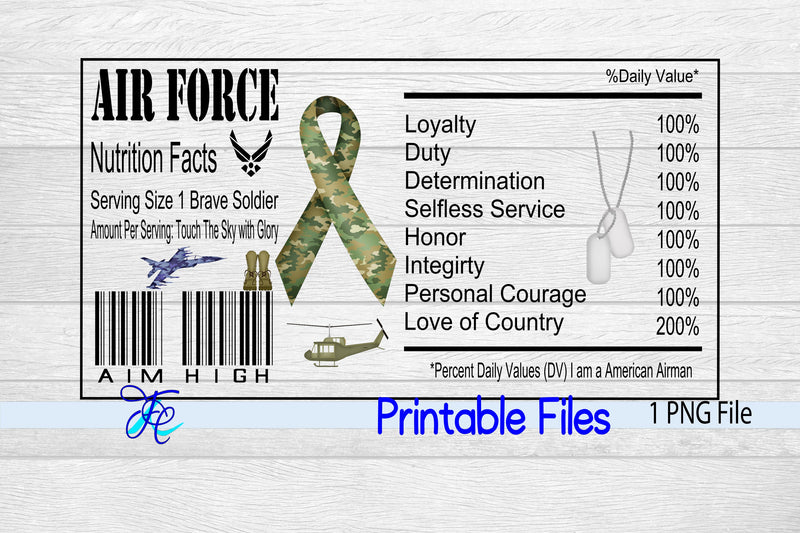 Military Air Force Nutrtition Label - So Fontsy