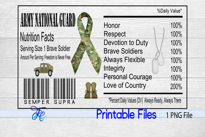 Military Army National Guard Nutrition Label SVG Family Creations 