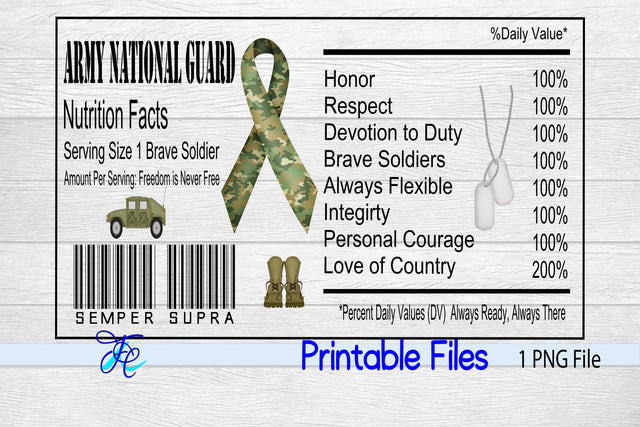 Military Army National Guard Nutrition Label SVG Family Creations 