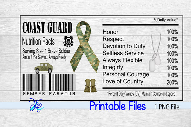 Military Coast Guard Nutrition Label SVG Family Creations 