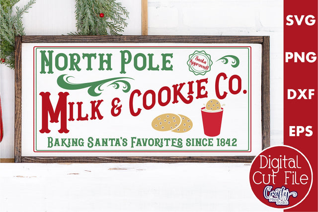 Milk And Cookie Co Sign, Vintage Christmas Farmhouse Svg SVG Crafty Mama Studios 
