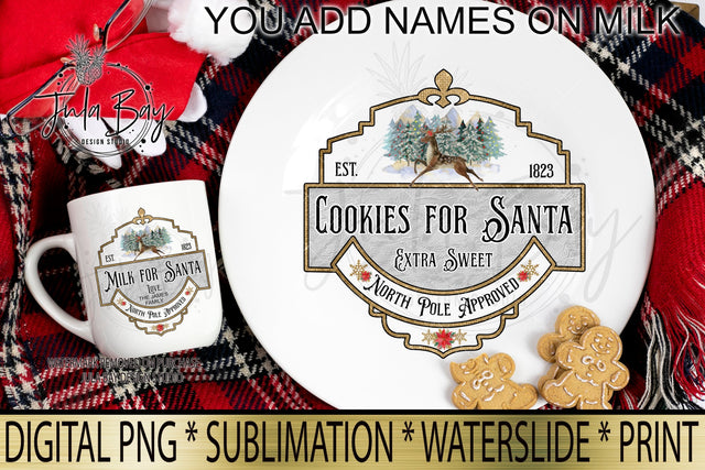 Milk and Cookies for Santa PNG Vintage Christmas Sublimation Design Sublimation Jula Bay Design Studio 