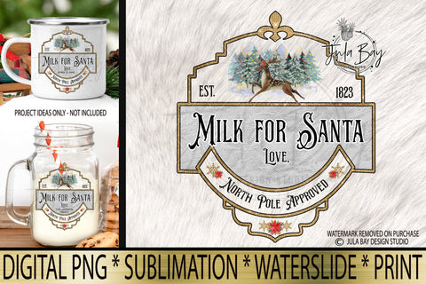 Milk and Cookies for Santa PNG Vintage Christmas Sublimation Design Sublimation Jula Bay Design Studio 