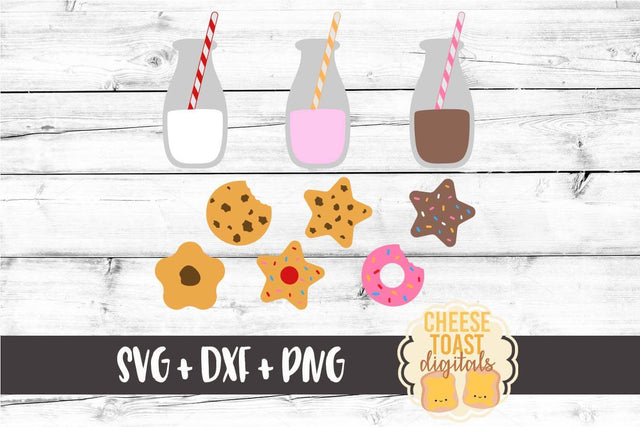 Milk and Cookies Set - Food SVG PNG DXF Cut Files SVG Cheese Toast Digitals 