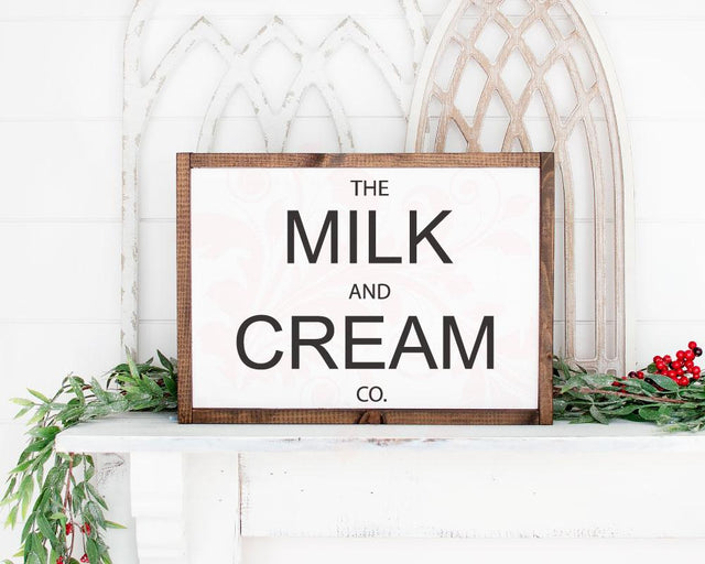 Milk and Cream SVG cut file, Country SVG Quote, Farmhouse sign SVG, Home decor, Digital Art, Graphic Designs, Vector Art, Primitive wood sign svg, PNG DXF SVG, Cricut cut files, Instant download, Digital Download, Kitchen SVG SVG Farmstone Studio Designs 