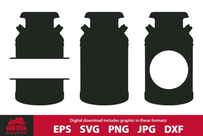 Milk Can Silhouette - Farmhouse Clipart & Monogram SVG Cutting File SVG Bow Wow Creative 
