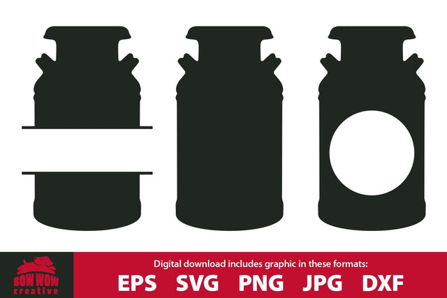 Milk Can Silhouette - Farmhouse Clipart & Monogram SVG Cutting File SVG Bow Wow Creative 