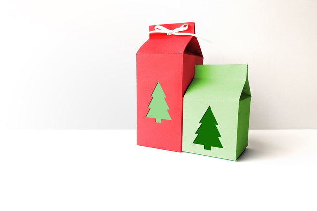 Milk Carton Boxes with Christmas Tree Cutout SVG 3D Paper Risa Rocks It 