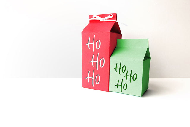Milk Carton Boxes with Ho Ho Ho Cutout SVG 3D Paper Risa Rocks It 