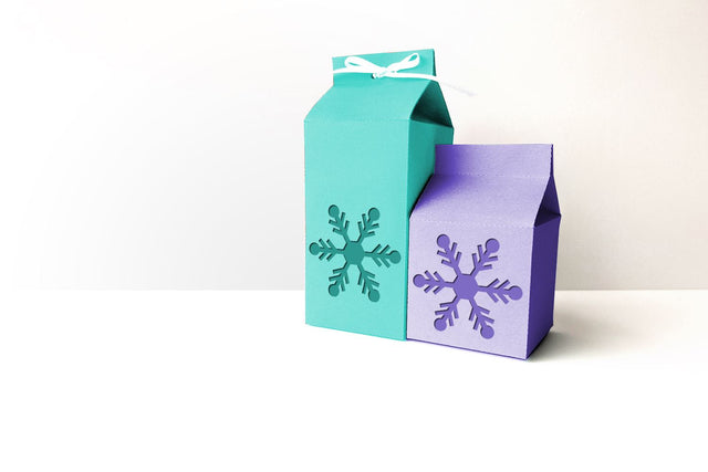 Milk Carton Boxes with Snowflake Cutout SVG 3D Paper Risa Rocks It 