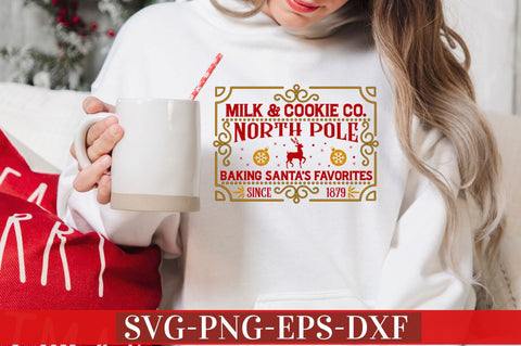 Milk & cookie co. north pole baking Santa's favorites since 1879 SVG SVG DESIGNISTIC 