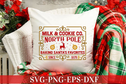 Milk & cookie co. north pole baking Santa's favorites since 1879 SVG SVG DESIGNISTIC 