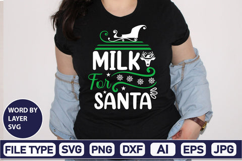 Milk For Santa SVG Cut File SVGs,Quotes and Sayings,Food & Drink,On Sale, Print & Cut SVG DesignPlante 503 