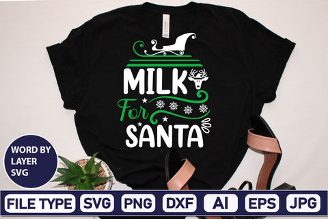 Milk For Santa SVG Cut File SVGs,Quotes and Sayings,Food & Drink,On Sale, Print & Cut SVG DesignPlante 503 