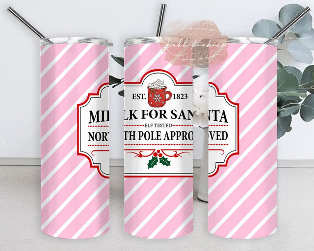 Milk For Santa Tumbler Design, North Pole 20oz Skinny Tumbler, Christmas Drinking Tumbler Png, Santa Claus Tumbler Template, Instant Download Sublimation Rabbitmakies 