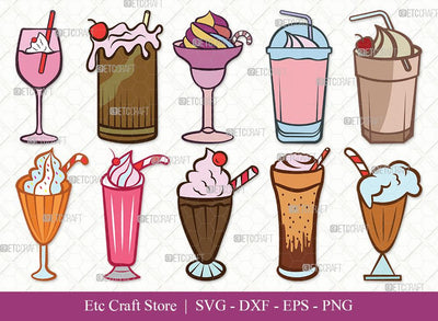 Milkshake Clipart SVG Cut File | Drink Shake Svg | Root Beer Float Svg | Cherry Svg | Ice Cream Svg | Eps | Dxf | Png SVG ETC Craft 