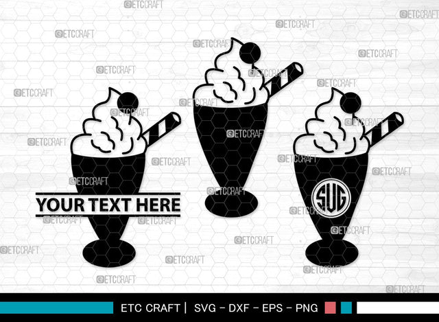 Milkshake Monogram SVG | Drink Shake Svg | Root Beer Float Svg | Cherry Svg | Ice Cream Svg | Milkshake Clipart SVG ETC Craft 
